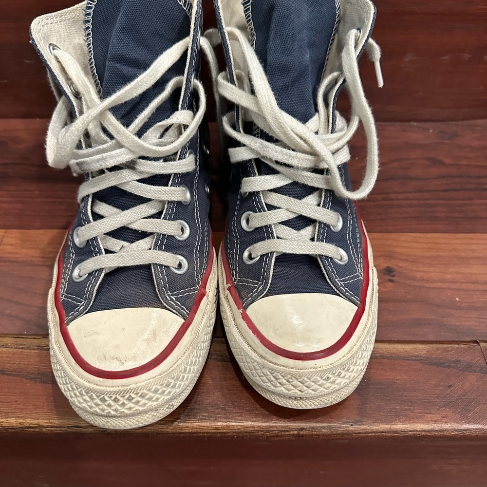 Classic Navy and White High-Top Sneakers